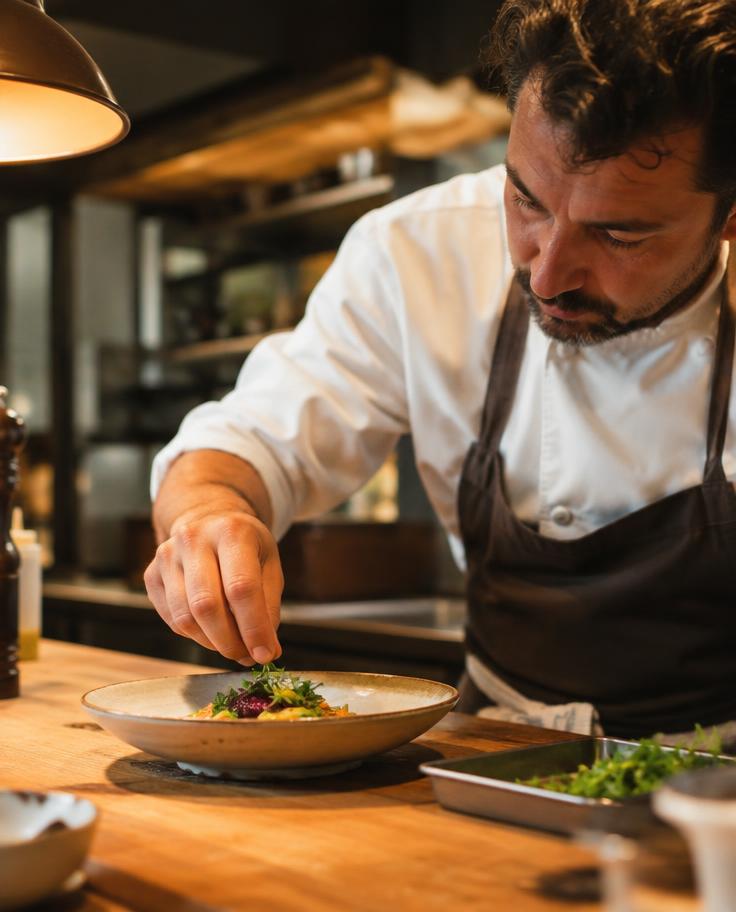 Kock anrätter en rätt i restaurangköket